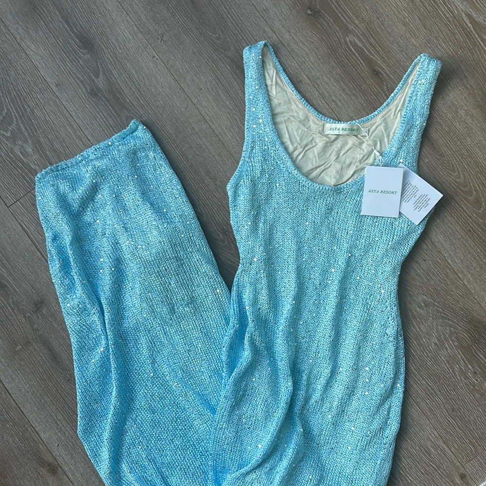 Asta resort Ana dress baia blue sequin